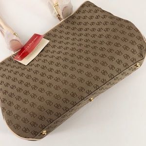 Dooney & Bourke Monogram Brown Logo Buckle Satchel
